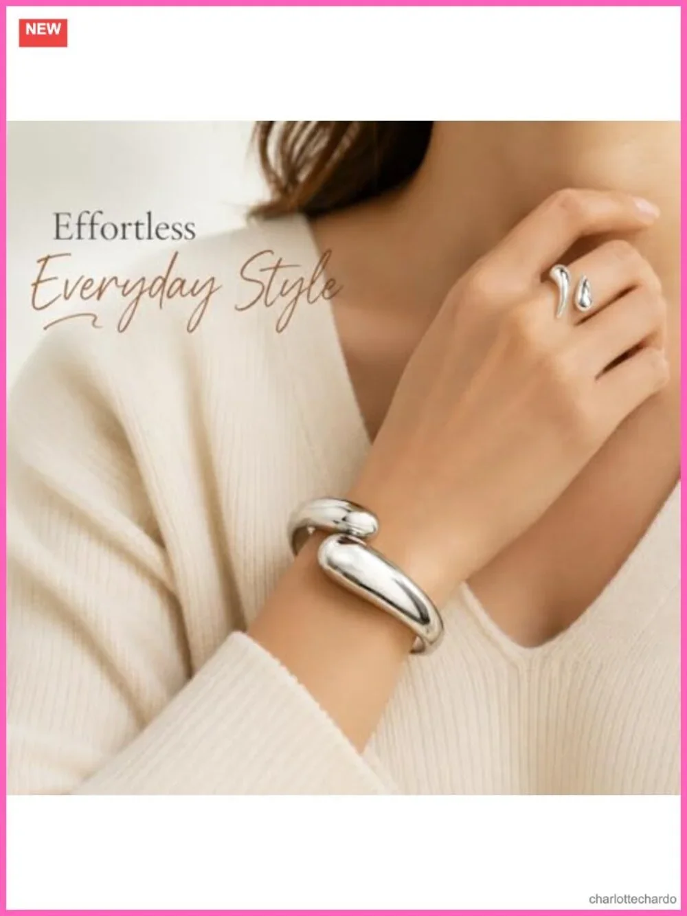 Roe Dolph Gold Cuff Bracelet and Ring Set for Women Open Bangle Chunky Matching